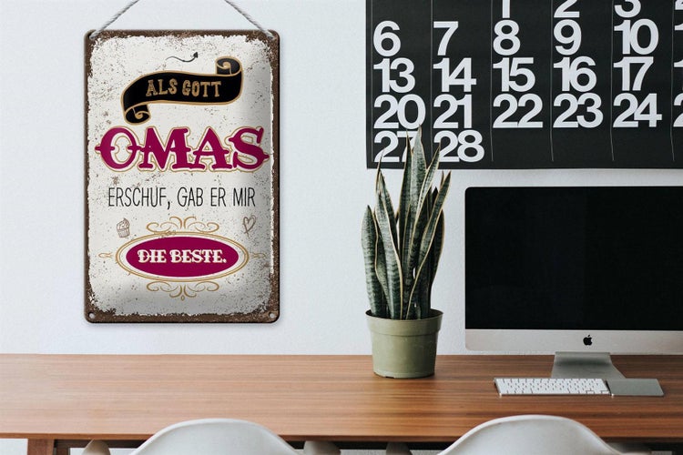 Blechschild Spruch Gott gab mir die beste Oma 20x30cm