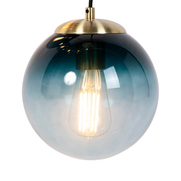 Moderne Pendelleuchte mit kugelförmigem Glasschirm und metallischer Halterung inklusive LED Leuchtmittel