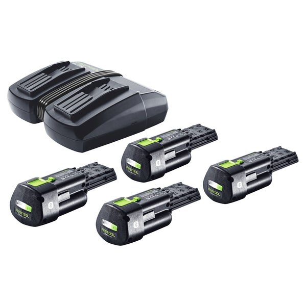 Festool Energie Set 4x BP 18 Li 3,0 Ergo I Akku 18 V 3,0 Ah / 3000 mAh Li-Ion ( 4x 577704 ) + TCL 6 DUO Doppel Ladegerät ( 577017 )