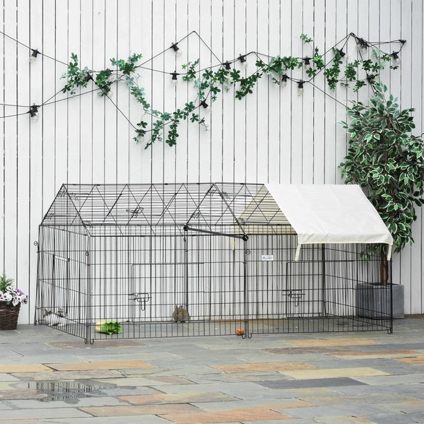 PawHut Freigehege, Kleintiergehege, 220 x 103 x 103 cm, Stahl, Beige