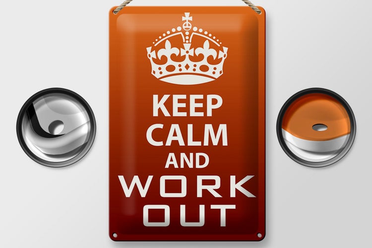 Blechschild Spruch 20x30cm Keep Calm and work out