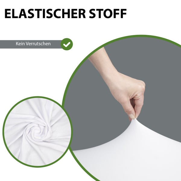 Elastischer Stoff für rutschfesten Halt mit Detailansicht der Dehnbarkeit und Textur.