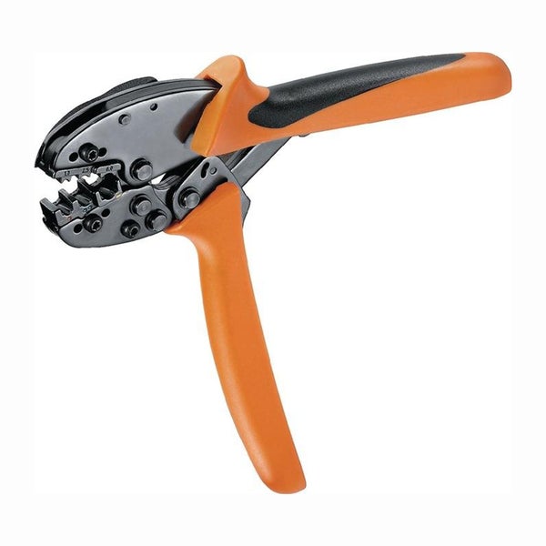 Crimpzange mit orangefarbenem Griff