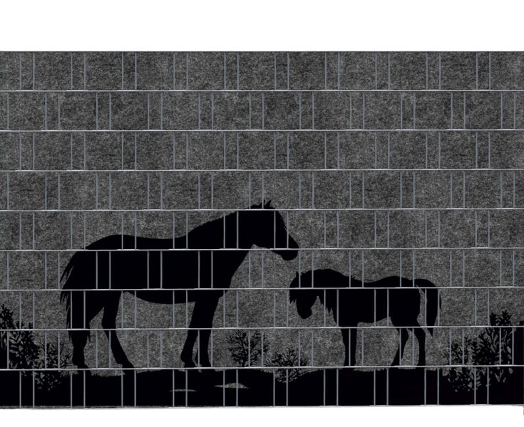 Gabione mit Pferde Motiv als Sichtschutz