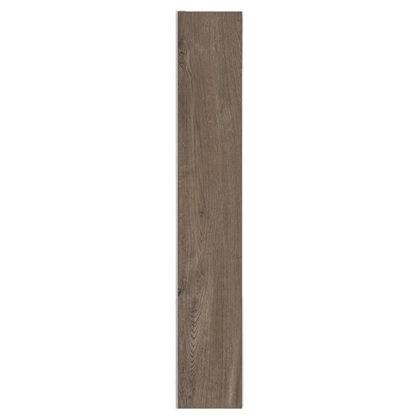 Einzelne Laminatdiele in Eichenholzoptik mit Holzmaserung als Bodenbelag.