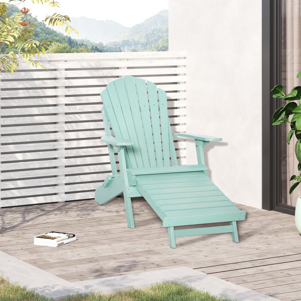 Outsunny Adirondack-Gartenstuhl Outdoor Gartenmöbel mit Fußstütze klappbar Gartenliege Kiefernholz Grün 78 x 140 x 94 cm