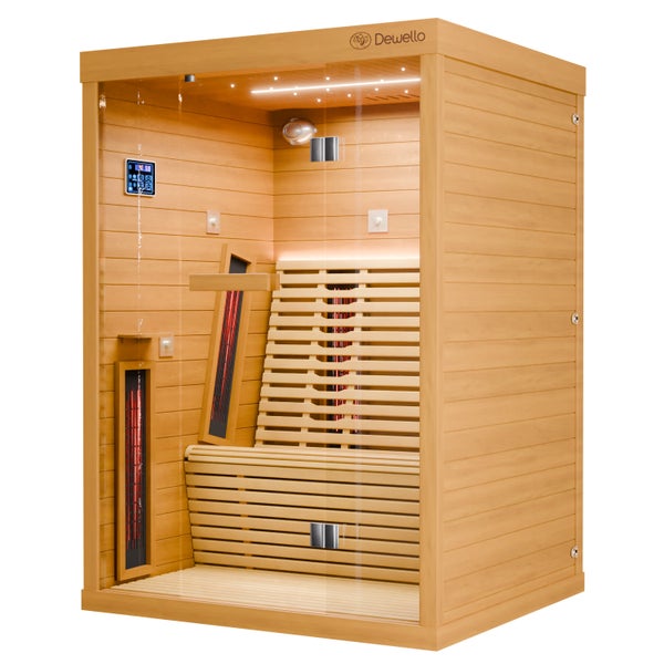 Dewello® Infrarotkabine Infrarotsauna PALERMO 135cm x 120cm inkl. 6 Vollspektrumstrahler, 2 Karbonstrahler, LED