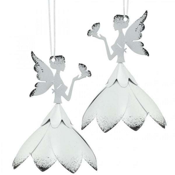 Zwei Dekorationsanhänger Feenfiguren mit Schmetterlingen