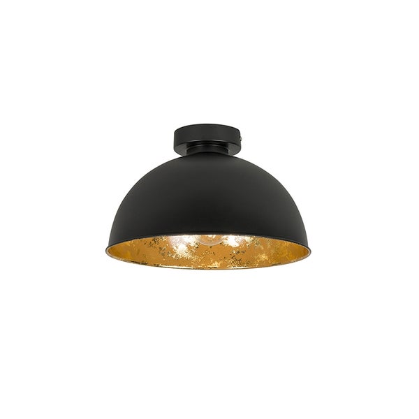 Industriedeckenlampe schwarz mit Gold 30 cm - Magna Basic