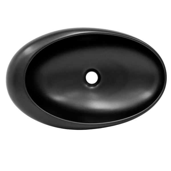 ML-Design Waschbecken Keramik Schwarz matt 58,5x37,5x14,5 cm mit Ablaufgarnitur, Kieselstein Form, Ovale Aufsatzwaschbecken, Moderne Waschtisch, Waschschale Waschplatz Handwaschbecken, für Badezimmer