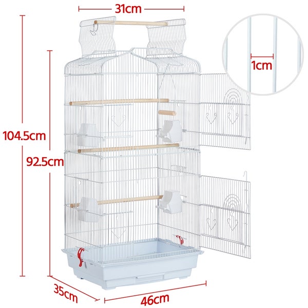 Yaheetech Vogelkäfig mit 4 Sitzstangen , Weiß