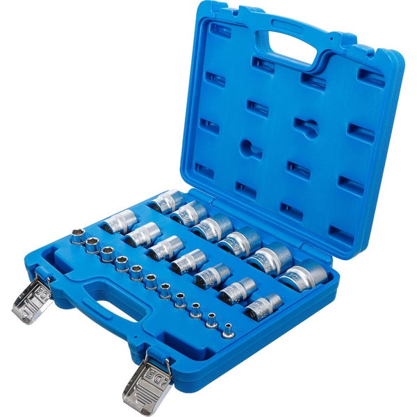 BGS Steckschlüssel-Einsatz-Satz Sechskant Antriebe Innenvierkant 6,3 mm (1/4), 12,5 mm (1/2) Zollmaße 24tlg. - 2246
