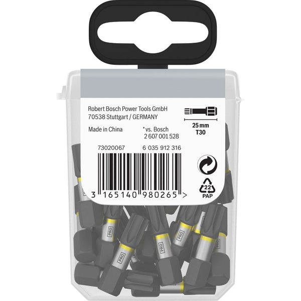 Bosch Schrauberbits T30 in transparenter Verpackung