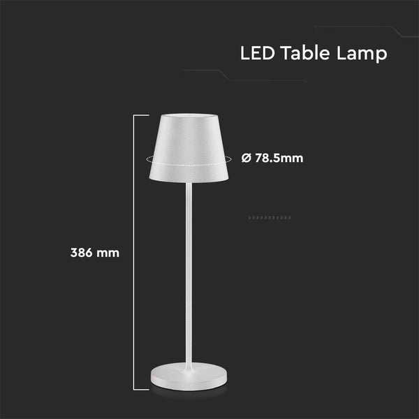 V-TAC VT-7522-W - Wireless Charging Table Lamps - IP54 - 2W - 200 Lumen - 3000K