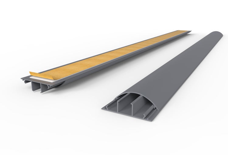 CILSON WDK7020SG Art.-Nr. 6700380 Kabelkanal 70 x 20 mm x 2.000 mm - Trittfest, selbstklebend mit Bodenbelochung, grau RAL 7035