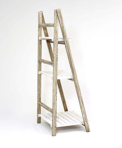 FRANK FLECHTWAREN | Klappregal Shabby, HOLZ, 42 x 38 x 109 cm, platzsparend zusammenklappbar