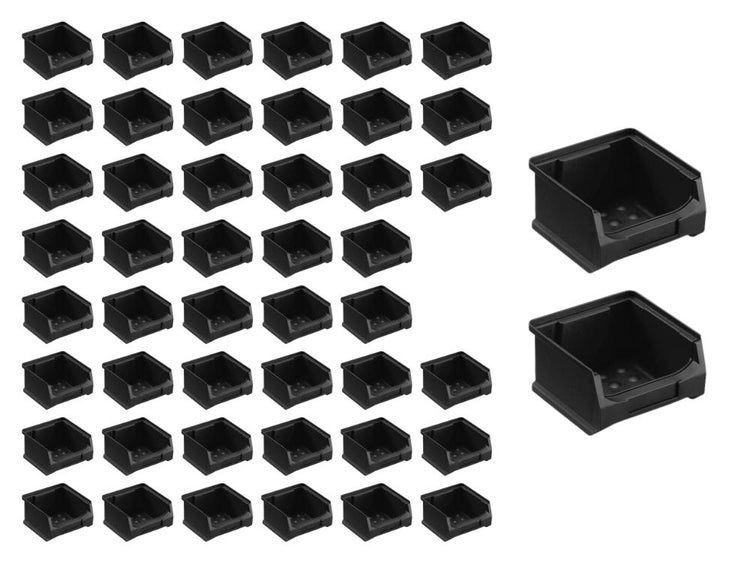 PROREGAL SuperSparSet 48x Leitfähige Sichtlagerbox 1.0 HxBxT 6 x 10 x 10 cm 0,4 Liter ESD Sichtlagerbehälter