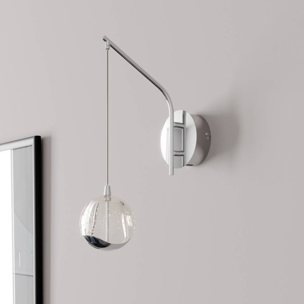 Lucande LED Wandleuchte, Wandlampe Innen Hayley (Modern) in Transparent aus Glas (1 flammig ) - Wandstrahler Wandbeleuchtung Schlafzimmer / Wohnzimmer Wohnzimmerleuchte