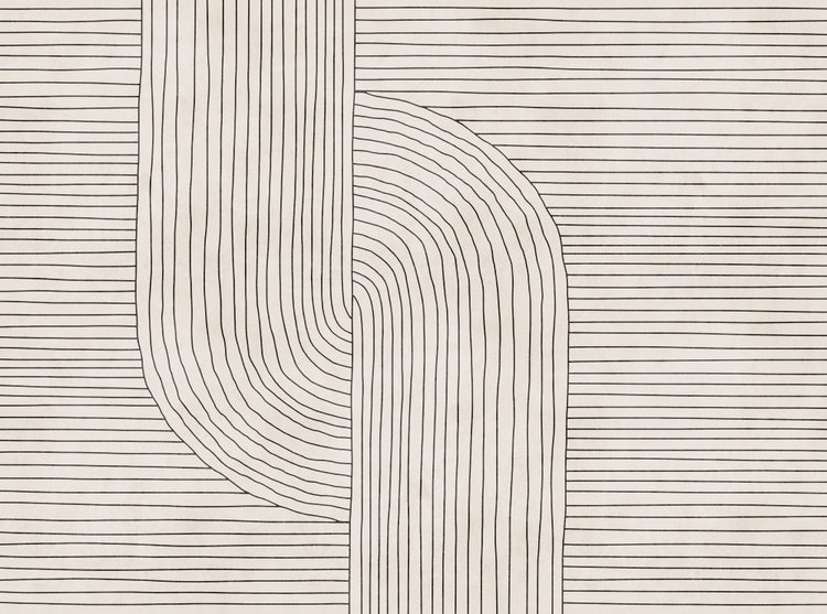 Abstrakte Tapete mit schwarzen geometrischen Linien im minimalistischen Design.