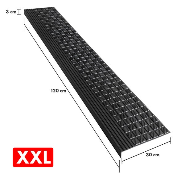 FLOORDIREKT Stufenmatte aus Gummi Diamond Wetterfest Rutschhemmend 30 x 120 cm 5er-Set