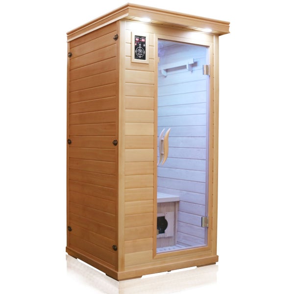 Dewello® Infrarotkabine Infrarotsauna WINDSOR 90cm x 90cm inkl. 4 Keramikstrahler, Karbonstrahler und Zubehör, 1 Person