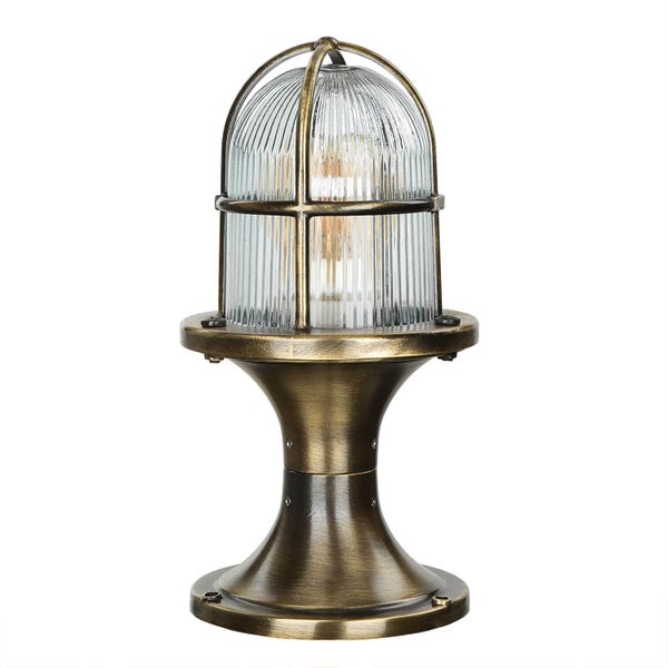 Laterne mit geripptem Glas und Metallfuß für den Außenbereich