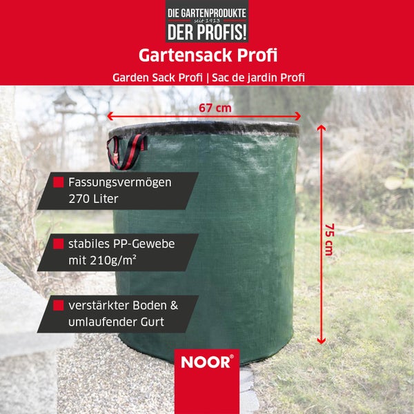 Gartenabfallsack PROFI - 210g/m² - 270 Liter - reißfester Laubsack mit verstärktem Boden & umlaufendem Gurt