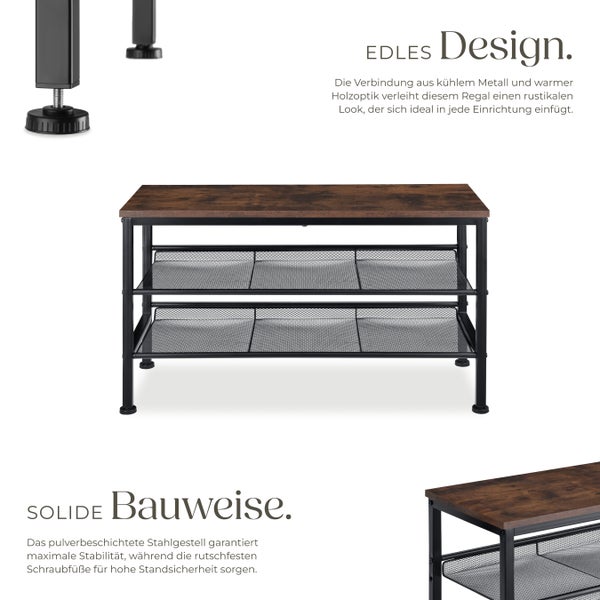 Regal mit zwei Ablageflächen aus Metall und Holz
