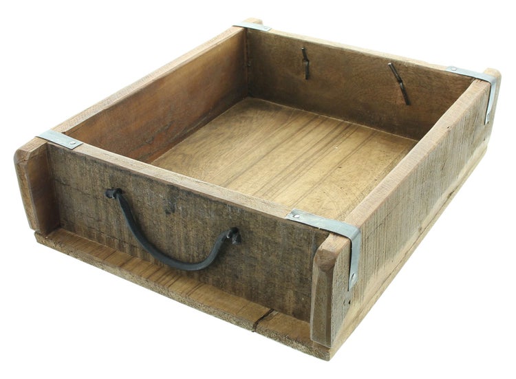 FRANK FLECHTWAREN | Dekobox Ziegelform, quadratisch, HOLZ, METALL, 31 x 26 x 8 cm