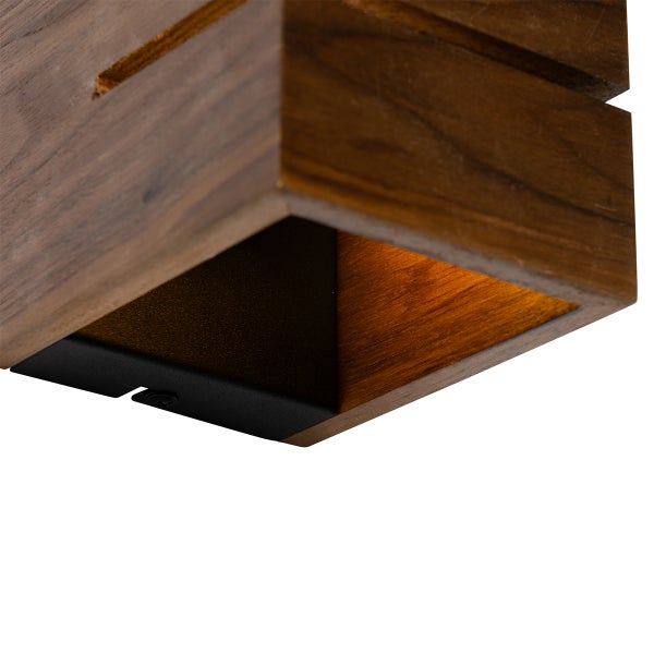 Moderne Wandleuchte aus Holz mit integrierter Beleuchtung in rechteckiger Form