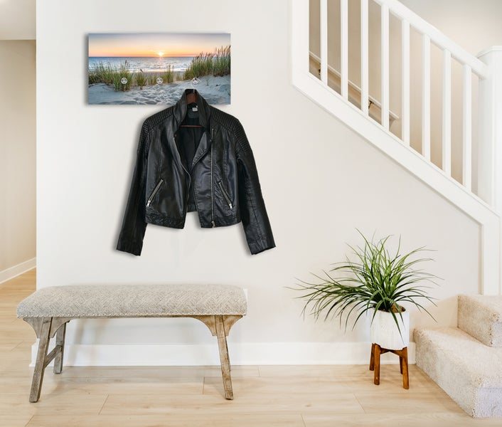Wandpaneel, Wandgarderobe aus Acrylglas inkl. 3 Edelstahlhaken und Aufhängung Sylt, Strand WR00024, 60x30cm