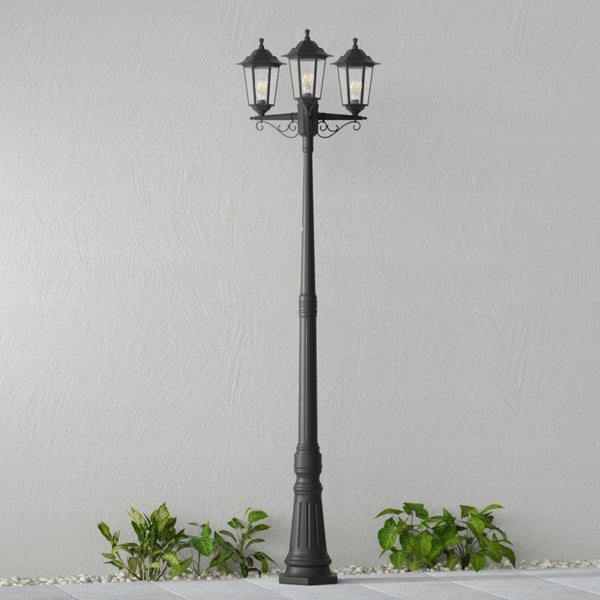 Lindby Mastleuchte, Wegeleuchte 217 cm Aussenleuchte Stehlampe Gartenlaterne IP44 Gartenlampe Außenleuchte Wegelampe Hof 3x E27 ohne Leuchtmittel