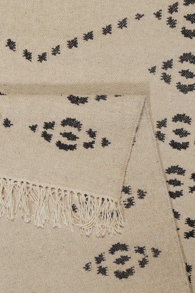 Kelim Teppich Creme Beige aus Wolle Belmont Green Looop 80x150 cm