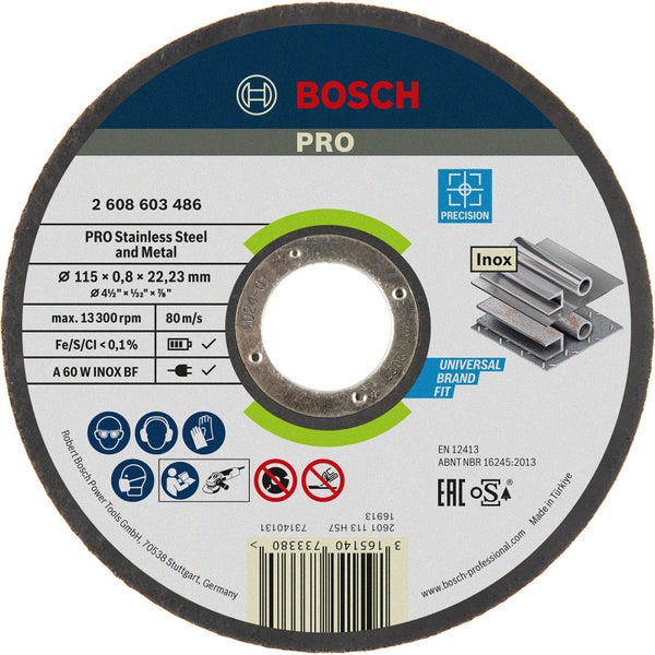 Bosch PRO Stainless Steel and Metal Trennscheibe 115 x 0,8 x 22,23 mm - 2608603486