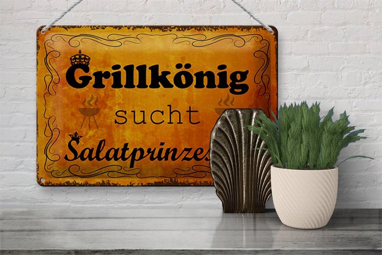 Blechschild Spruch 30x20cm Grillkönig Salatprinzessin