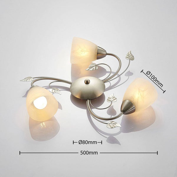 Deckenleuchte mit drei Lampen und Blattdetails