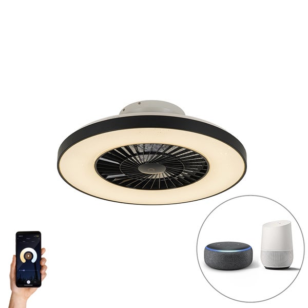 Smarter Deckenventilator schwarz mit Sterneffekt dimmbar – Climo