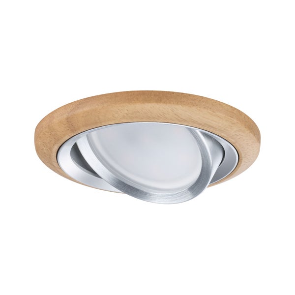 LED Einbauleuchte Lanati Einzelspot rund 84mm 30° Coin 6W 470lm 230V 2700K Farbton Eiche geölt, Alu gedreht