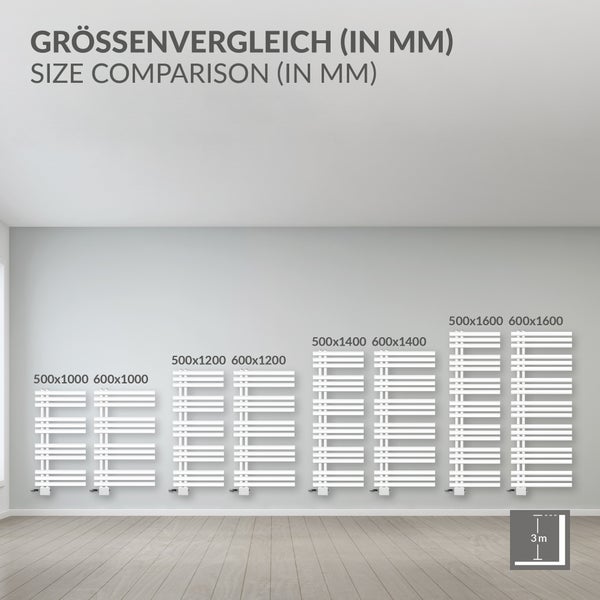 ECD Germany Iron EM Design Badheizkörper - 600 x 1600 mm - Weiß - Designheizkörper Paneelheizkörper Heizkörper Handtuchwärmer Handtuchtrockner Heizung Radiator