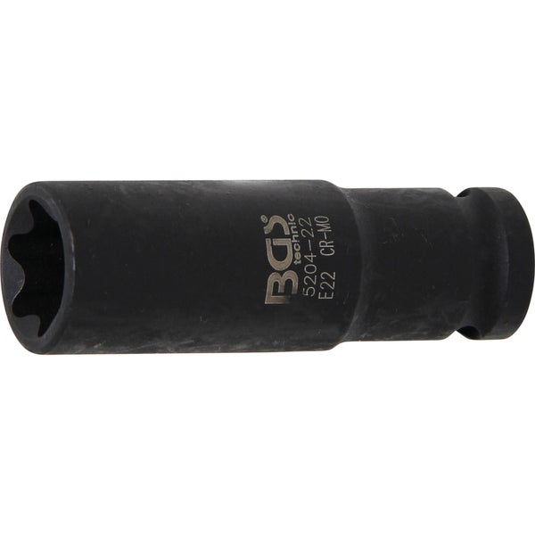 BGS Kraft-Steckschlüssel-Einsatz E-Profil, tief Antrieb Innenvierkant 12,5 mm (1/2) SW E22 mm - 5204-22
