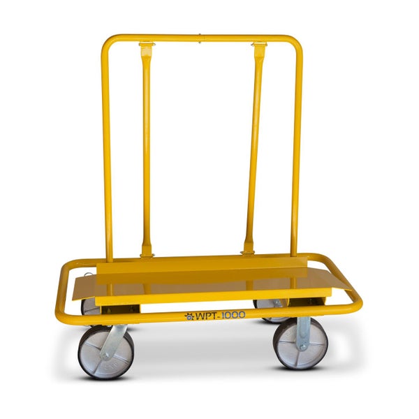 Gelber Materialwagen mit vier Rädern