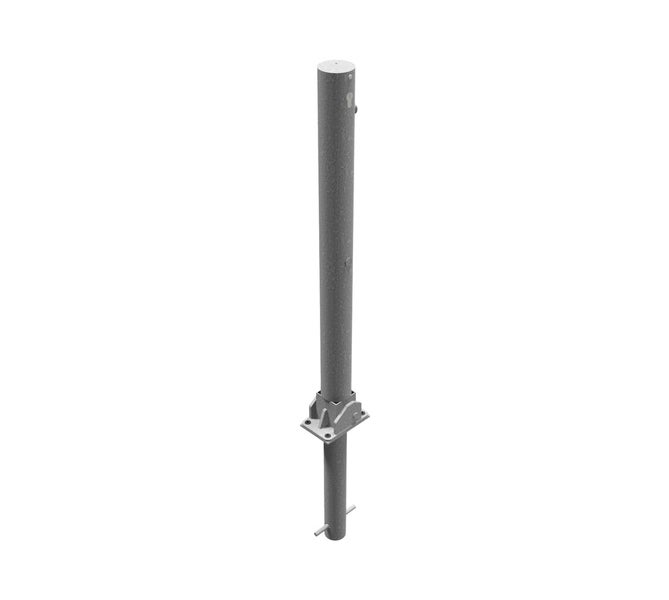 Schake Absperrpfosten umlegbar zum Einbetonieren aus Stahlrohr verzinkt Ø76x2,5mm mit Profilzylinderschloss und Stahlkappe 900mm Überflur
