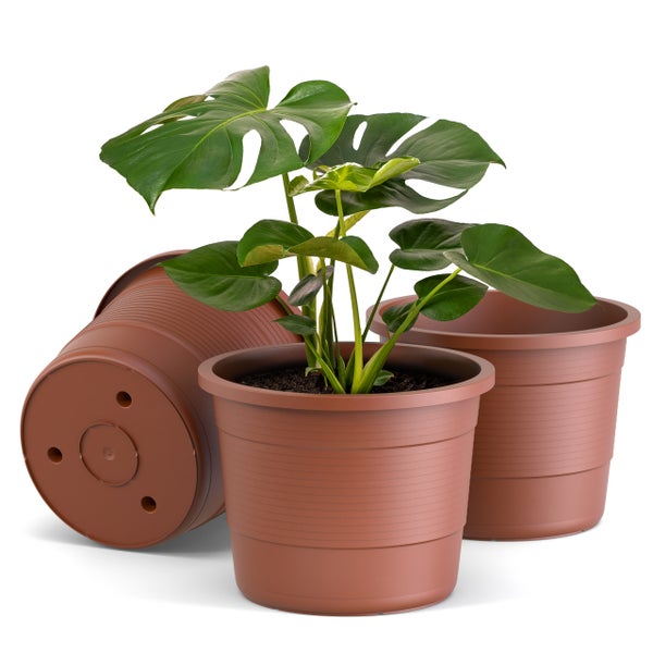 Plastard Blumentopf Terra Ø 54 cm Terrakotta, wetterfester Pflanzkübel, Pflanztopf, Blumenkübel, Übertopf für Innen & Außen aus Kunststoff mit Überlauf