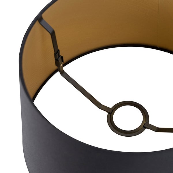 Baumwolllampenschirm schwarz 32/25/18 mit goldenem Interieur