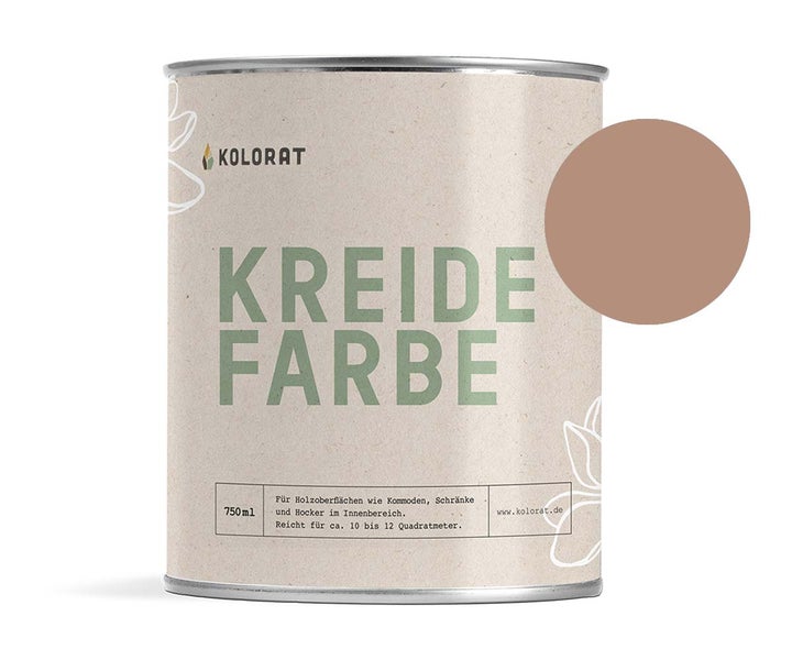 Kolorat Kreidefarbe für Möbel - ein warmer, erdiger Braunton mit einem Hauch von Rost und Terrakotta - Farbton Rostlaub Nr. 122. Matter Kreidelack für innen - Möbellack, Möbelfarbe - Holzfarbe - Kreidefarbe für Holz