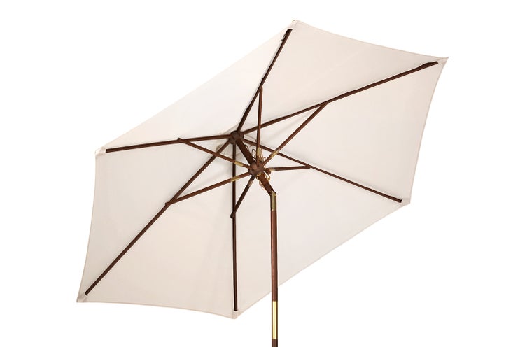 Sonnenschirm 240 cm weiß naturweiß ecru creme beige kippbar Windauslass UV-Schutz 50