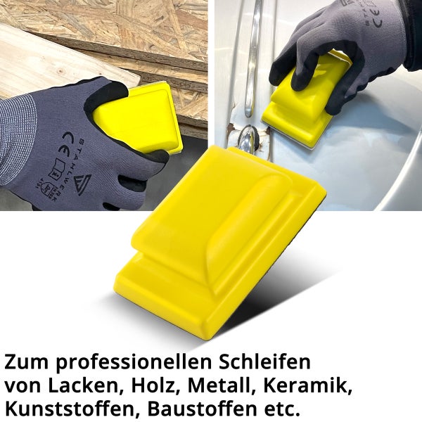 Gelber Schleifklotz für Lack, Holz, Metall, Keramik und Baustoffe