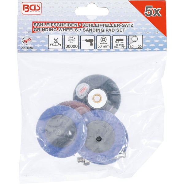 BGS Schleifscheiben und Schleifteller Satz, 5-teilig