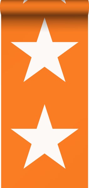 ESTAhome Tapete Sterne Orange und Weiß - 53 cm x 10.05 m - 115873