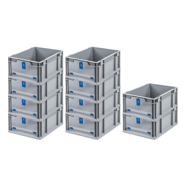 PROREGAL SuperSparSet 10x Eurobox NextGen Insight Cover HxBxT 17 x 30 x 40 16 Liter Niedrig/Blau Eurobehälter Transportbox